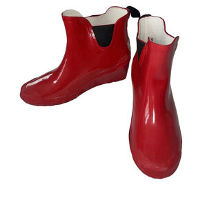 Women's FYF Red & Black Rain Boots Size 8